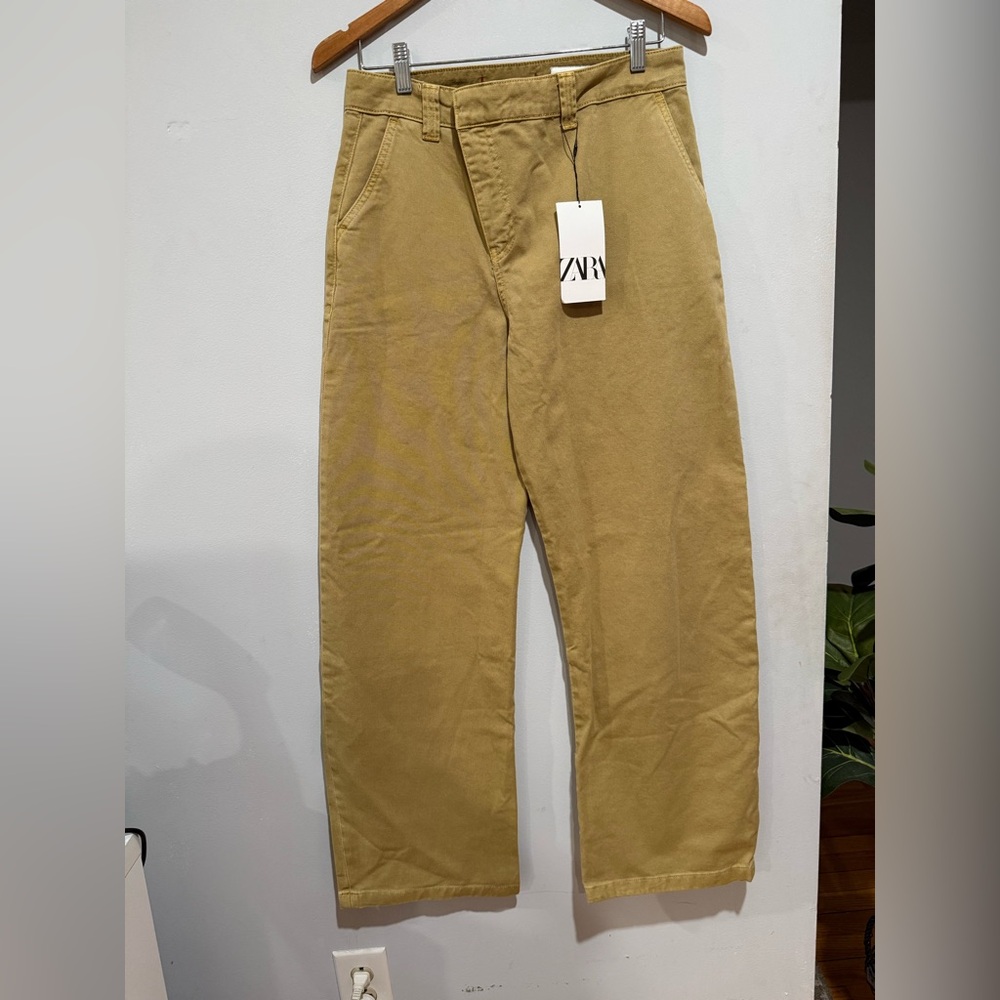 ZARA women’s Tan Straight-Leg Chinos